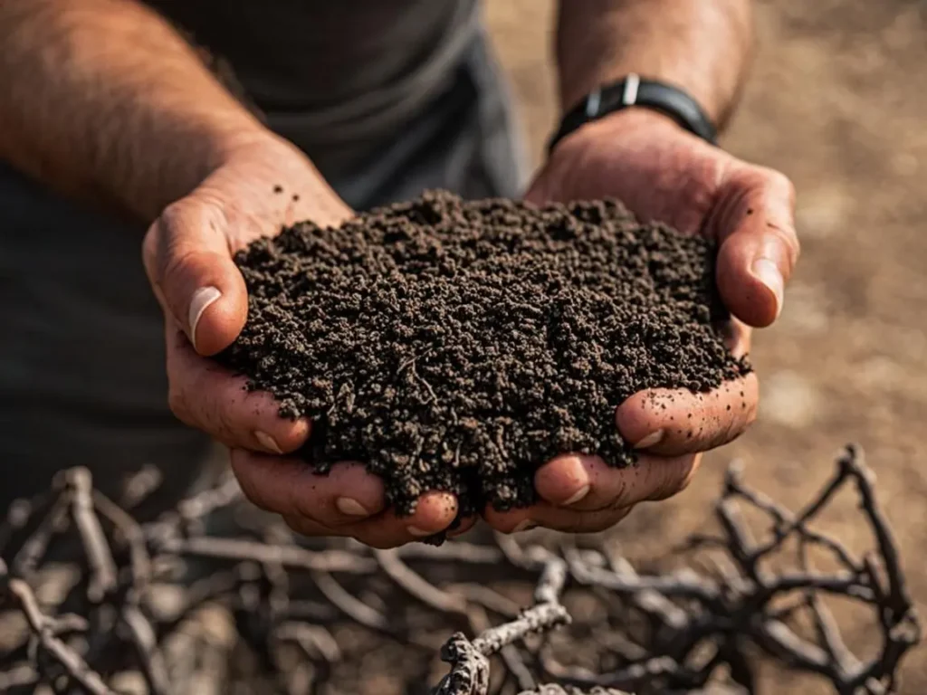 Suelo agrícola con materia orgánica